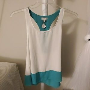 Charming Charlie Teal & White Tank